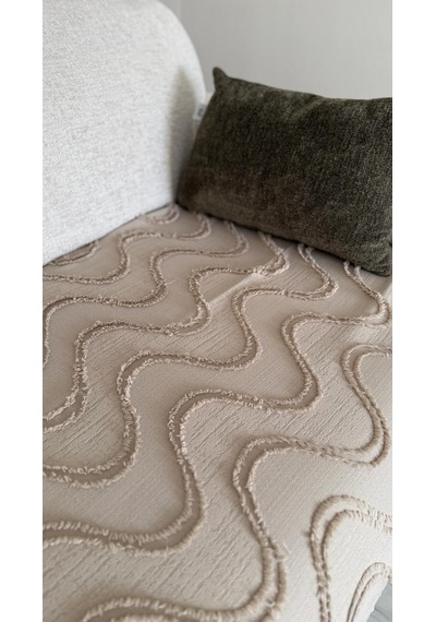 Diletto Bohem Ponponlu Dalgalı Oturma Yerini Kapatan Koltuk Örtüsü Vizon 90 X 200 Vizon
