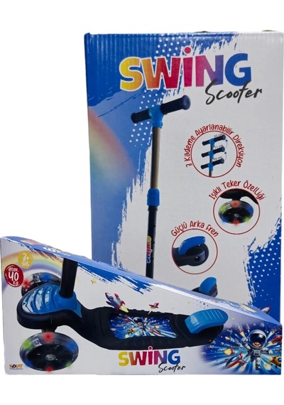 3 Tekerlekli Led Işıklı Çocuk Scooter Mavi