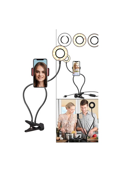 Led Ring Light Youtuber Light Stüdyo Işığı Akrobat Selfie Led Masa Lambası 3 Renk Işıklı 2in1