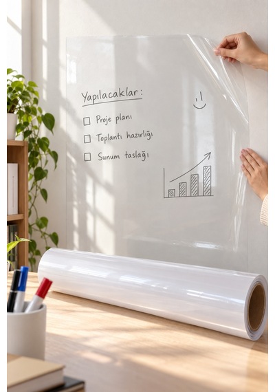 4 Adet Kendinden Yapışkanlı Şeffaf Tahta Filmi Pvc Silinebilir Duvar Yazı Tahtası Film 2 Metre X 60 Cm, Okul Kreş Adhesive Dry-erase Diğer
