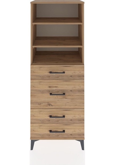 Hyperion Dolap 3 Raflı 4 Çekmeceli 60x44x163 Çam-çam Çam