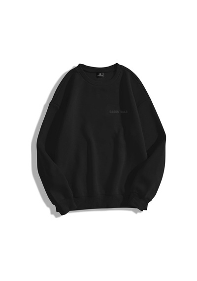 Startmore Unisex 303 Essentials Bisiklet Yaka Sweatshirt Siyah Siyah