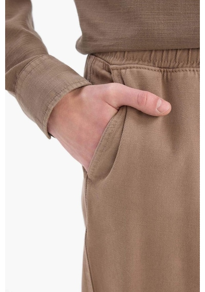 DeFacto %100 Pamuk Bol Rahat Kesim Wide Leg Geniş Paça Yazlık Keten Görünümlü Pantolon D7285AX25SPBN229