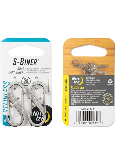 Nite Ize S-Biner Paslanmaz Çelik Karabina1 2li Paket Gri