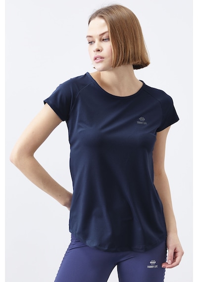 Tommy Life İndigo Sırt Pencereli Kısa Kol Standart Kalıp O Yaka Kadın T-shirt - 97101 Indigo