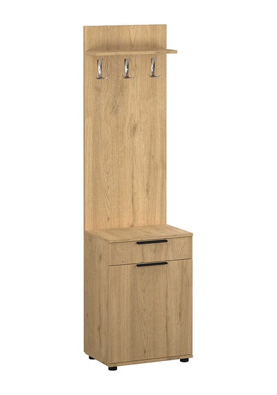 Porto Tek Kapılı Çekmeceli Portmanto Ve Ayakkabı Dolabı Florida Meşe 52x187x36 Cm