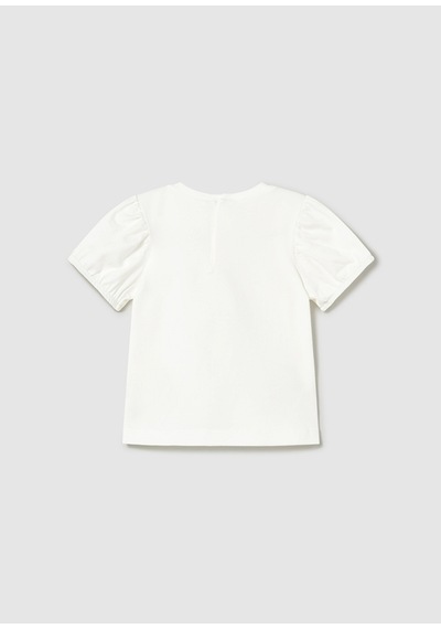 Kız Bebek Baskılı Tshirt Krem Beyaz