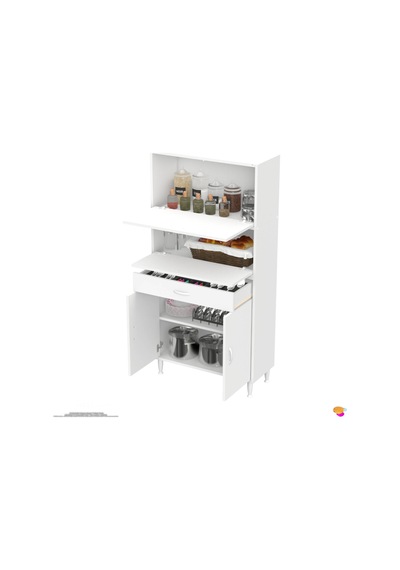 Modilayn Vio 75x163,4x32,5 Cm Yeni Çekmeceli, Kapaklı, Ekmeklikli, Çok Amaçlı Mutfak Dolabı. Beyaz Modilayn Vio 75x163,4x32,5 Cm Yeni Çekmeceli, Kapaklı, Ekmeklikli, Çok Amaçlı Mutfak Dolabı. Beyaz
