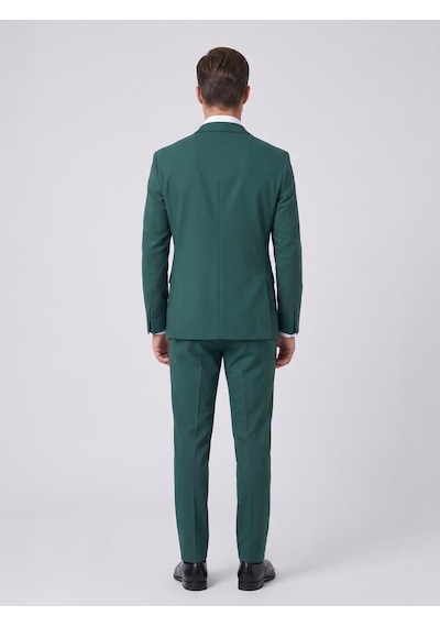 Tk6893 Erkek Klasik 2 Li Takım Elbise 2 Düğmeli Slim Fit Esnek Kumaş Çift Yırtmaçlı 7 Drop Yeşil