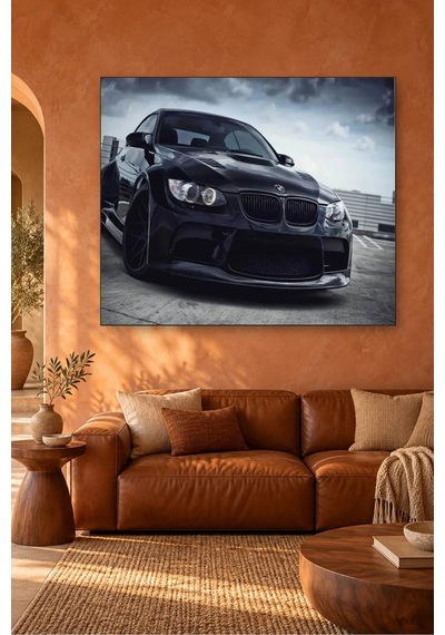 Fida Bulutlu Gökyüzü Altında Siyah Bmw M3 Canvas Tablo
