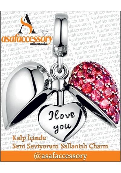 Kalp İçinde Seni Seviyorum Sallantılı Charm Gümüş