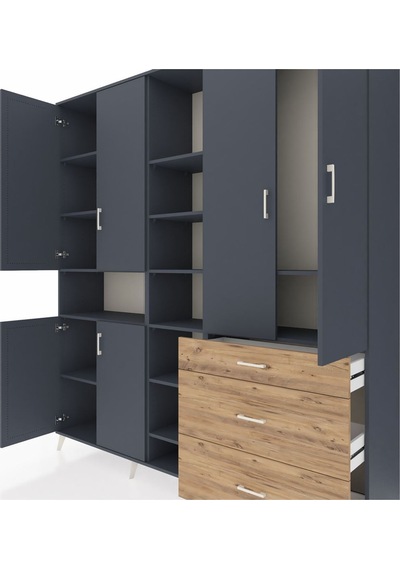 Hyperion Dolap 13 Raflı 3 Çekmeceli 6 Kapaklı 220x44x243 Antrasit-antrasit/çam Çok Renkli Hyperion Dolap 13 Raflı 3 Çekmeceli 6 Kapaklı 220x44x243 Antrasit-antrasit/çam Çok Renkli
