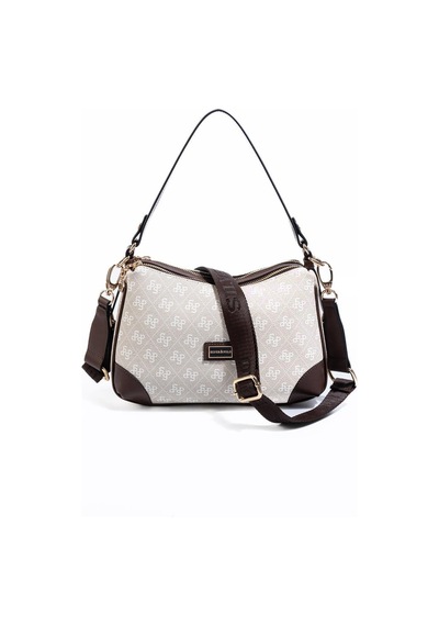 Silver Polo Sp1269 Kadın Omuz Çantası Monogram Taş-kahve