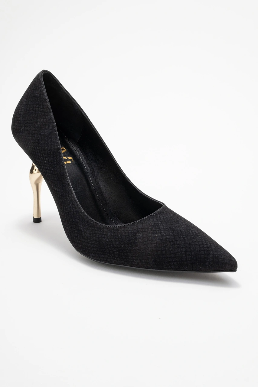 Luvishoes Luvi Shoes Hudson Siyah Desenli Kadın Topuklu Ayakkabı Siyah
