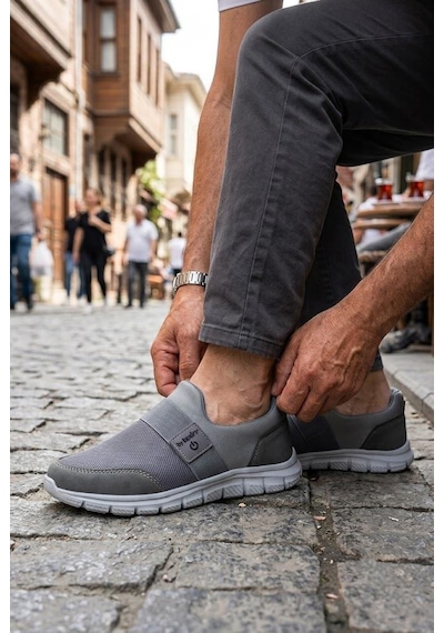Fort 2023 Anatomik Rahat Esnek Bağcıksız Erkek Sneaker Ayakkabı Füme
