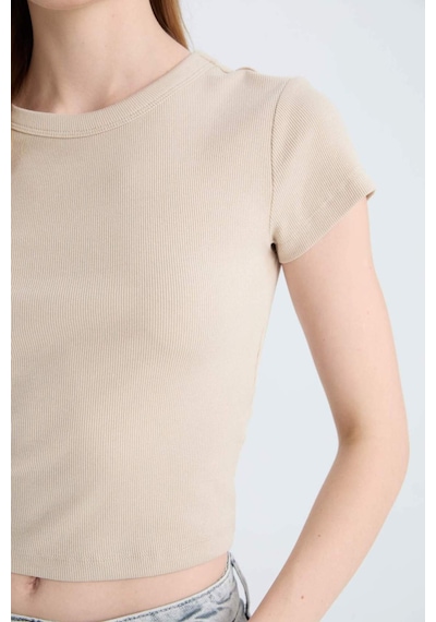 DeFacto Coool Fitted Fitilli Kaşkorse Basic Düz Kısa Kollu Tişört E0287AX25SMBG735 DeFacto Coool Fitted Fitilli Kaşkorse Basic Düz Kısa Kollu Tişört E0287AX25SMBG735