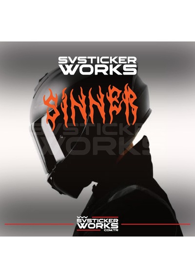 Sinner Kask Sticker Tüm Kasklar Uyumlu Tek Yön 1 Adet Turuncu