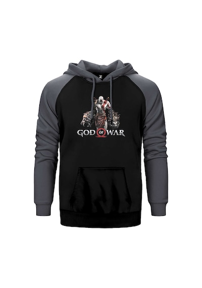 God Of War Kratos Lion Gri Renk Reglan Kol Kapşonlu Sweatshirt Gri