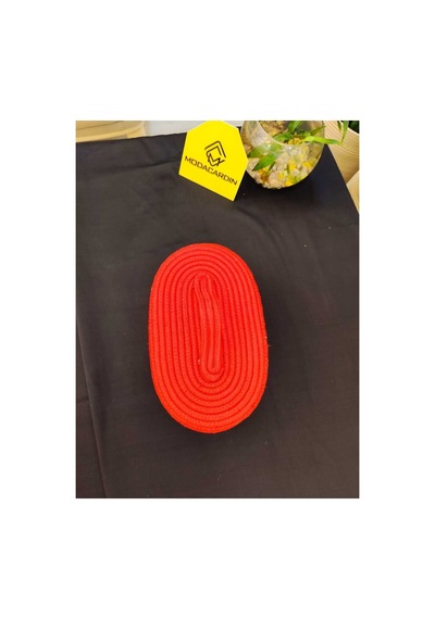 Hasır Jüt Sepet Oval Kapaklı Organizer Düzenleyici 30x20x10 Cm Koyu Kırmızı Koyu Kırmızı