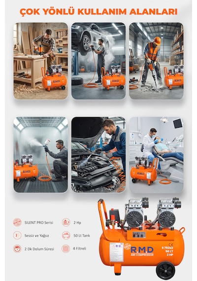 50 Lt Hava Kompresörü Sessiz Ve Yağsız S750x2