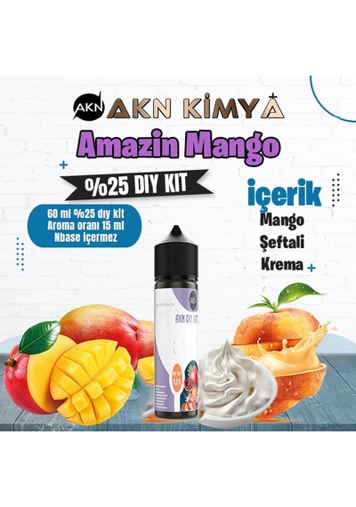 Amazin Mango Yoğun Dıy Kit Mango Şeftali Gıda Aroması %25 Oranda Aroma İçerir Hazır Değildir 60 Ml
