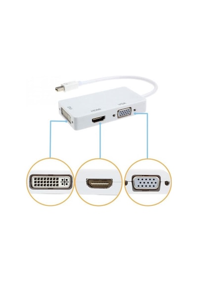 Thunderbolt To Hdmi Dvi Vga Çevirici Kablo 3 In 1
