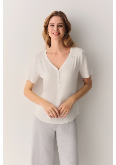 Suwen Pointella Kapri Pijama Takımı Sh26622659964 Gri Melanj