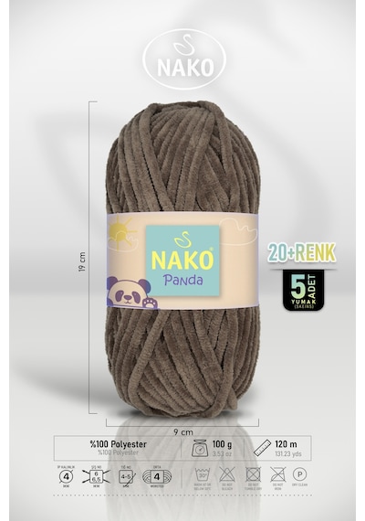 Panda - Kapiçino 14228 - 5'li Paket - 100gr/120m - Kadife El Örgü İpi - Amigurumi Punch İpi