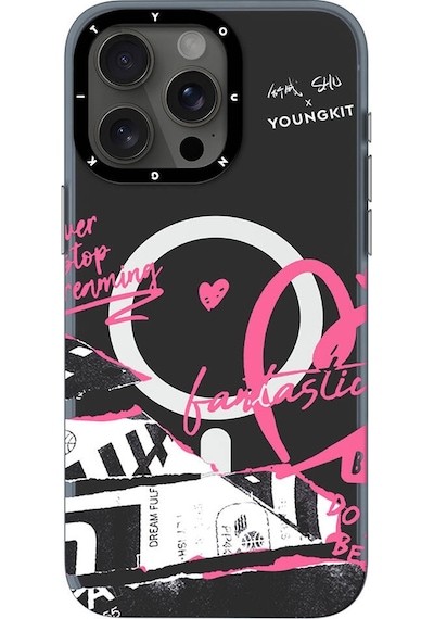 Apple Uyumlu iPhone 15 Pro Kılıf Magsafe Şarj Özellikli Shu Tasarımlı Youngkit Dreamland Serisi Siyah