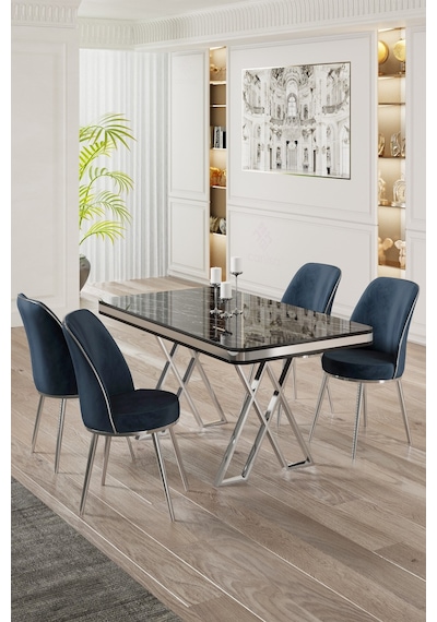 Canisa Vals Serisi 80x130 Lak Panel Siyah Mermer Desen Masa Takımı Krom Ayaklı 4 Antrasit Sandalye Masa Siyah Mermer Desen Sandalye Antrasit Canisa Vals Serisi 80x130 Lak Panel Siyah Mermer Desen Masa Takımı Krom Ayaklı 4 Antrasit Sandalye Masa Siyah Mermer Desen Sandalye Antrasit