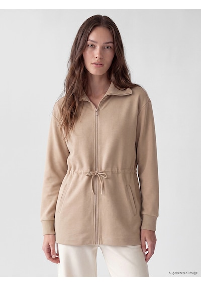 Lcw Modest Bej Soft Touch Kadın Fermuarlı Sweatshirt