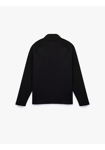Koton Dik Yaka Uzun Kollu Yarım Fermuarlı Spor Sweatshirt Siyah 7wam70008nk