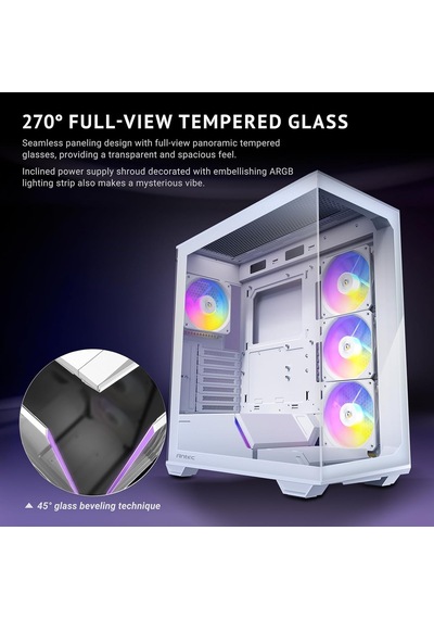 C3 Argb White, 4 X Argb Pwm Fan Dahil, Dikişsiz Temperli Cam Ön Ve Yan Paneller, 360mm Radyatör Desteği, Orta Kule A