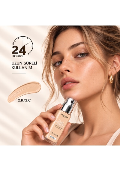 True Match Nemlendirici Likit Fondöten 30 Ml Hyaluronik Asitli, 24 Saat Kalıcı & Terlemeye Dayanıklı Doğal Bitiş 2R2C Rose Vanilla