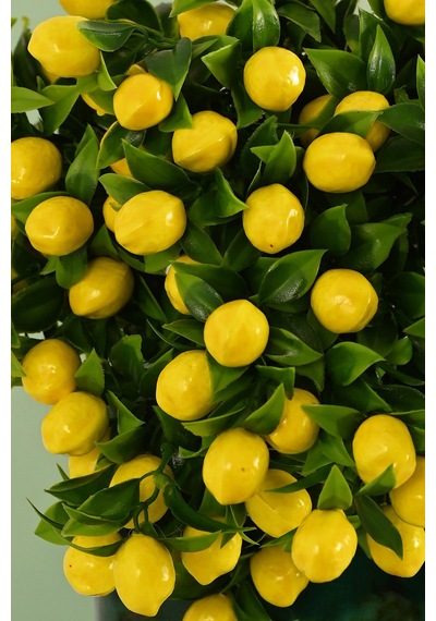 Sarı Yapay Limon Çiçeği Demet 7 Dallı Gerçek Dokulu 35 Cm