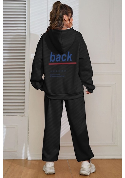 Uyguntarz Unisex Back Sırt Baskılı Eşofman Takımı Siyah