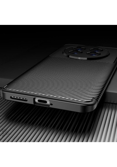 Honor Magic 7 Lite Uyumlu Silikon Kılıf Karbon Desenli Kamera Korumalı Autofocus Kapak Siyah Siyah