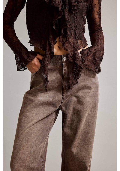 Defacto Wide Leg Geniş Bol Paça Jean Pantolon G2906ax25aubn336 Kahve