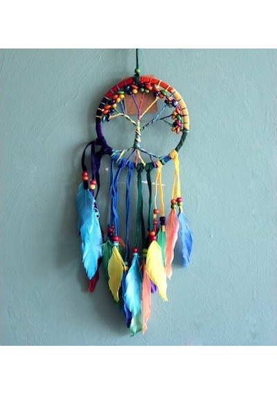 Rüya Kapanı Dream Catcher Hayat Ağacı Model 4 Çok Renkli