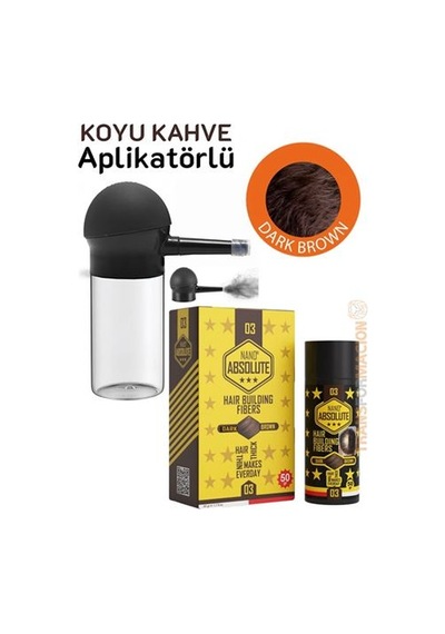Modacar Aplikatörlü Saç Dolgunlaştırıcı Fiber Topik Toz Koyu Ton Kahverengi