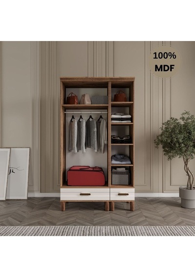 Zen 3 Kapak Ayaklı Tasarım Country Mdf Gardırop Aytaşı