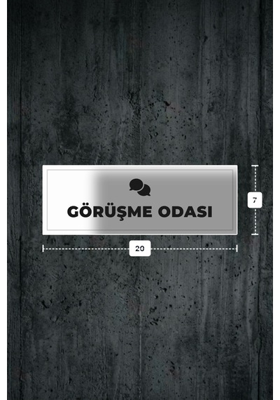 Görüşme Odası Yazılı - Metal - Beyaz Renk - Kapı İsimliği - 20x7 Cm