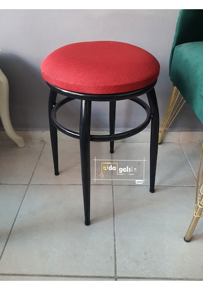 Mutfak Balkon Teras Ofis Krom Tabure Kara Inci Karışık Renk