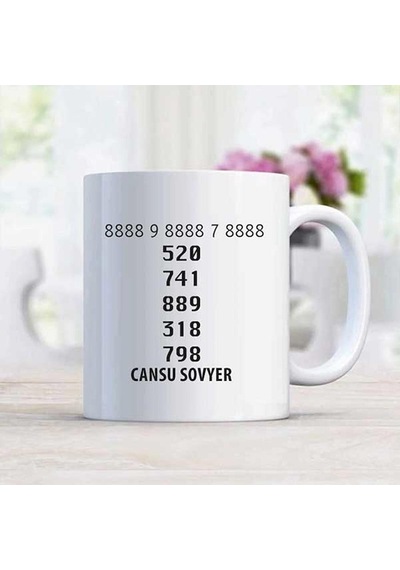 Para Akışı Sayı Sekans Kişiye Özel Kupa Bardak Beyaz