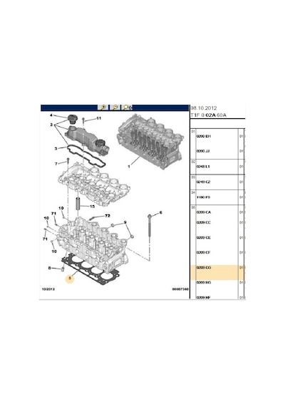 Silindir Kapak Contası 5 Tırnak P.207 307 C4 Partner Tepee 0209.cg-5698.42