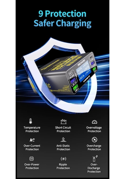 Mechanic F-power 6p 87w 6 Port Pd45w Qc3.0 Usb Hızlı Şarj İstasyonu Lcd Göstergeli