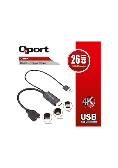 Qport Q-DPX HDMI (M) To Displayport(F) Çevirici