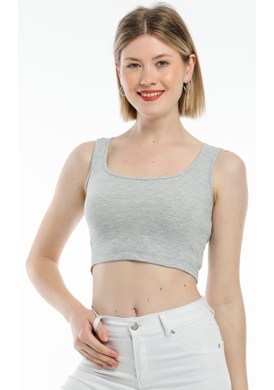 Kadın Crop Örme Atlet-tişort Spr21y19 001
