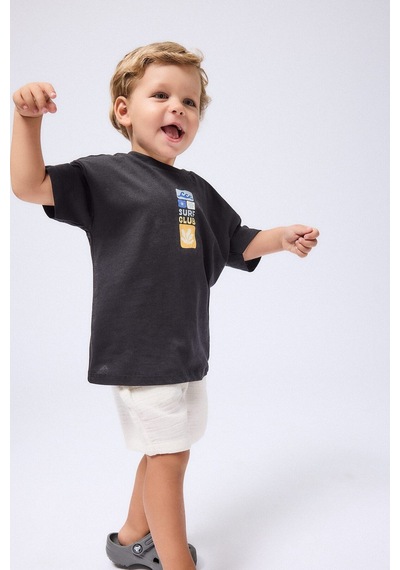 Defacto Baskılı Oversize Kısa Kollu Tişört Erkek Bebek I6236a526aubk81 Siyah-bk81