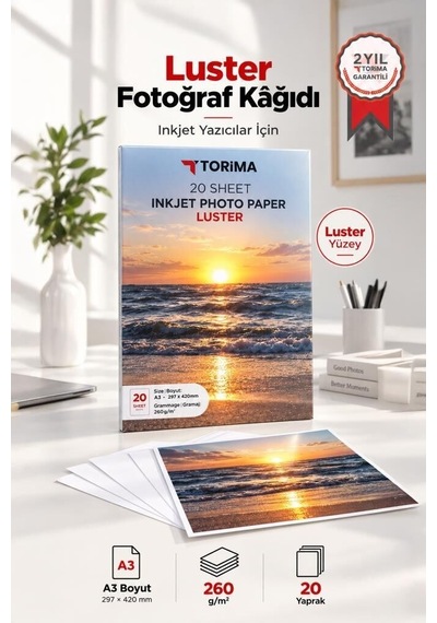 Özel Üretim Baskı Ürünü Resim Malzemesi Fotoğraf Kağıdı A3 Luster 260 Gr 30x42 20 Sayfa Yarı Mat